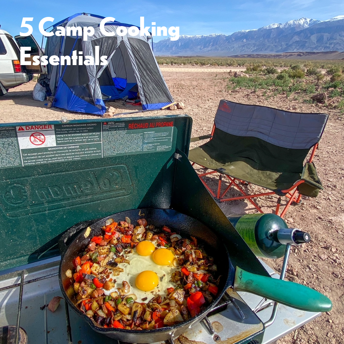 Eggs cooking at the campsite