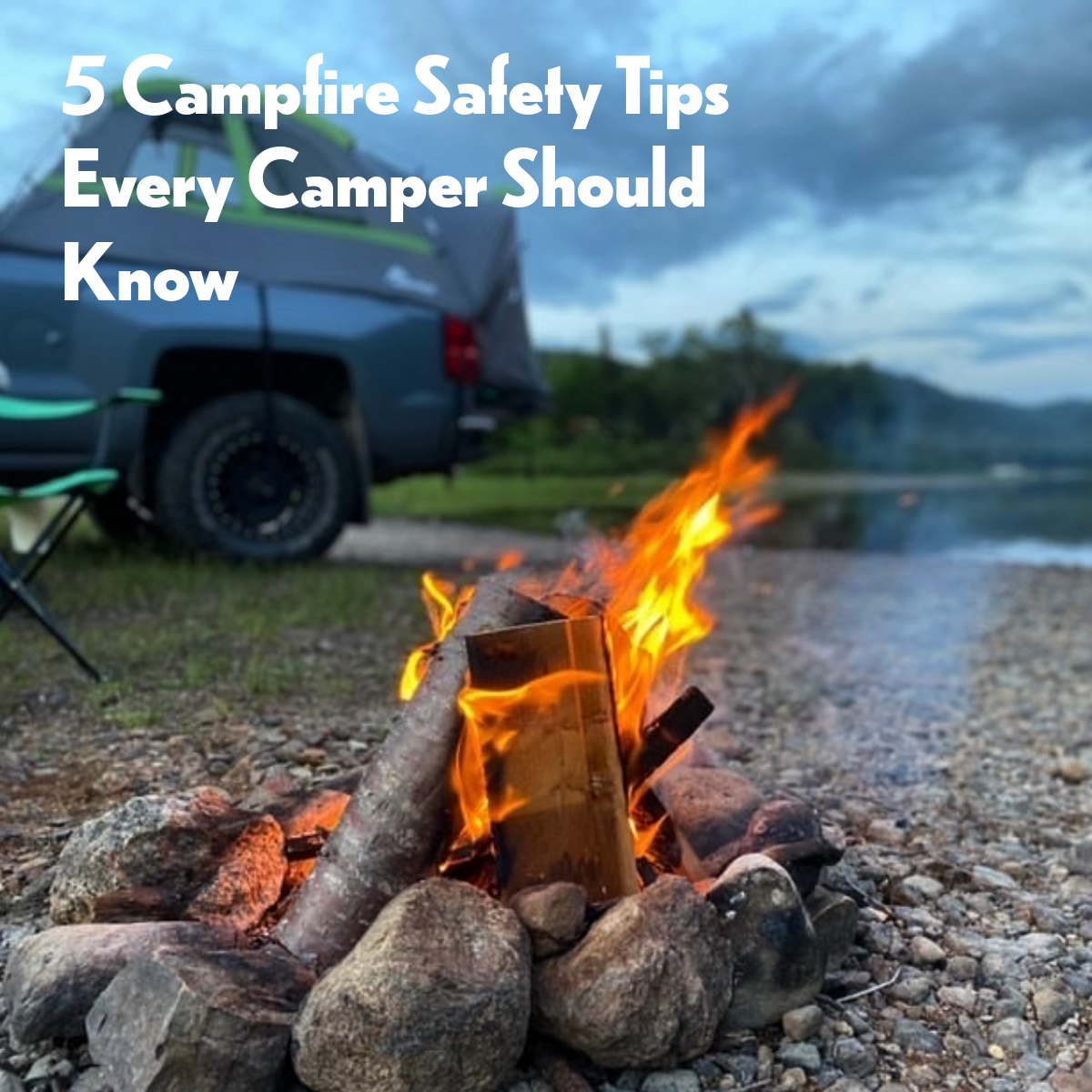 Campfire set up in front of Backroadz Truck Tent