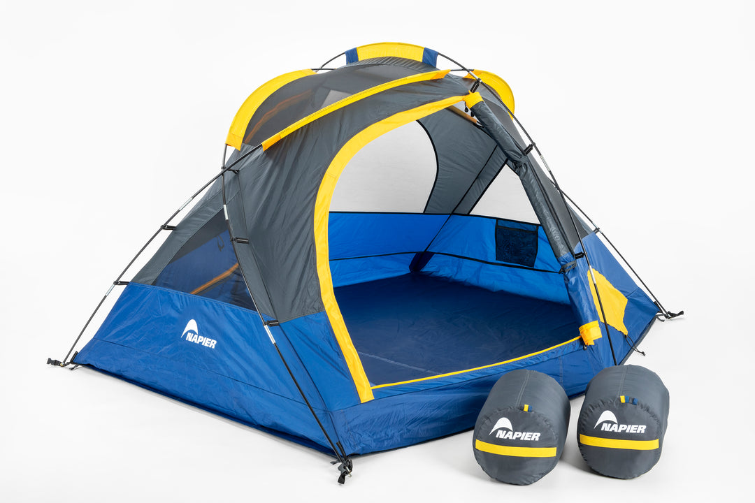 napier lite pack ground tent with sleeping bags
